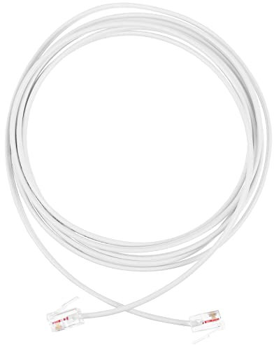 TINEASUR Cavo Telefonico Bianco a 2 Fili Connettori Rj11, Trasmissione Chiara, Materiale Pvc e Rame senza Ossigeno, per Telefoni Fissi e Segreterie