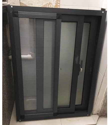 Aluminiumrahmen, Glasschiebefenster, Kellerfenster mit Sieb, bündiges Design, 73,7 x 61 cm, Ersatzfenster für Schuppen, wasserdicht und langlebig