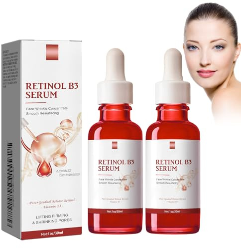 2 stycken Retinol B3-serum, anti-rynk serum anti-aging retinol serum retinol ansiktsvessens hudbildförnyande anti-aging ansiktsserum, minskar rynkor, uppstramande och återfuktande