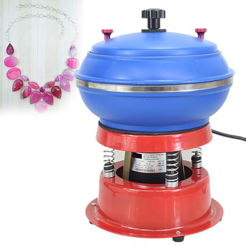 GESAIDES Buratto Vibrante Elettrico, Ciotola per Buratto Vibrante, Macchina lucidatrice a Tamburo, Macchina lucidatrice a Vibrazione per Gioielli, lucidatrice per Gioielli a Tamburo,3.5L