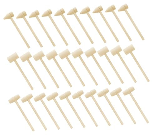 ABOOFAN 30pcs Multi-Functional Mini Mallets Small Wooden Hammer Toys for Boy Girl Hammer Nails Game Toy Tap Shape Game
