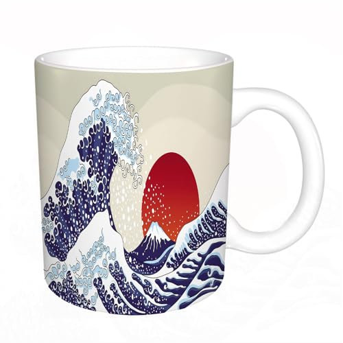YFHJV Tazas de Café,Taza de Cerámica para Té y Café - Regalo Original - 330 ml - Desayuno Tazas Tazas graciosas,Una antigua gran ola japonesa,tazas originales