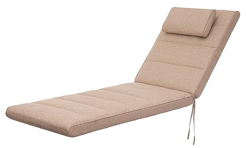 Bjird - Liegenauflage, Auflage Gartenliege 195x60x7 cm - Polsterauflage für Sonnenliege, Auflagen für Deckchair - wasserabweisend, doppelseitig - Beige