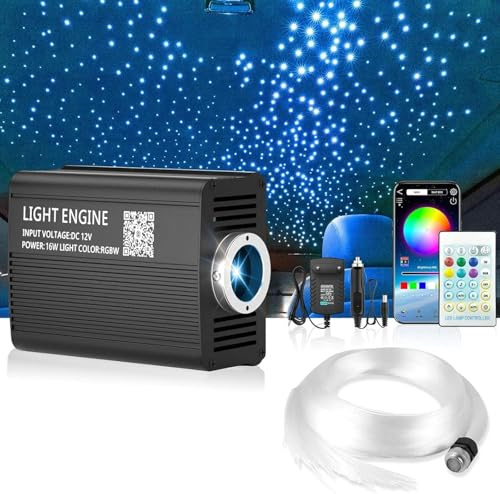Sternenhimmel Auto Musik-Sync Ambientebeleuchtung – LED Innenbeleuchtung für Auto, SUV, Van, LKW & Boot – Glasfaserlampe mit Meteor-Effekt – Tuning Discokugel Deko Partylicht – Starlink Brivulgent
