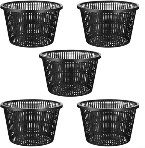 Hydroponics Net Cup, Garden Slotted Baskets, Aquatic Black Plastic Garden Mesh Net Pot, Pond Plants For Small Ponds