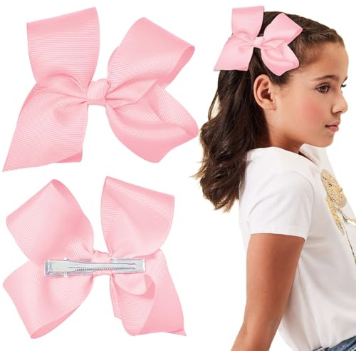 2 pièces de noëls roses, pince à cheveux pour filles, grande épingle à cheveux en nœud, barrettes à cheveux en ruban doux, accessoires capillaires pour filles et femmes (Rose)