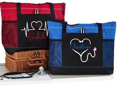 NICEDREAM - Sac à main personnalisé pour infirmière avec nom personnalisé, sac médical pour infirmières, imperméable, pour le travail, Multicolore, 45cm × 34cm × 10cm