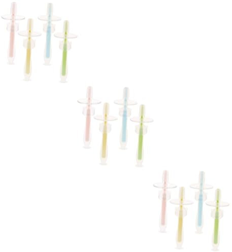 DEARMAMY 3 Sätze Babyzahnbürste Fingerzahnbürste Babyzahnbürste Kinderzahnbürsten Neugeborenenkopf Kinderzahnbürsten Kleinkinder Sensorisches Training Saugnapf Silikon Säugling 4 Stück * 3