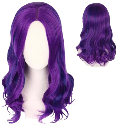 YOUYIKE Kurze Lockige Perücke, 15 Zoll/38cm Lila Cosplay Perücke für Frauen, Perücken mit Pony, Damen Perücken, geschichtete, für Alltag Anime Cosplay Kostümparty Halloween Karneval