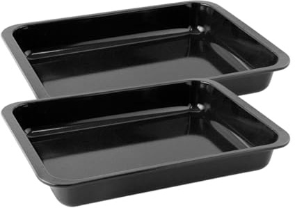 Zenker Lot de 2 plats à four XXL 40 x 29 cm acier émaillé noir | Cuisson en duo, Format XL 40 x 29 cm, Acier émaillé, 400°C au four, Nettoyage au lave vaisselle