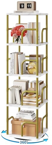 IBUYKE Librerias Girevole a 4 Ripiani,Libreria Verticale,Bianco TBC004GW
