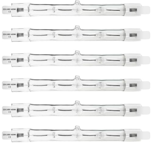Givurao R7S Halogen Leuchtmittel 118mm 400W, 6er Pack Halogenstab R7S 230V Dimmbar 2700K Warmweiß Halogenstablampe für Arbeitsleuchten Sicherheitsleuchten Landschaftsleuchten Stehleuchten