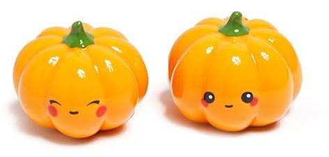 Jms We Create Smile – Pumpkin Ceramic Salt & Pepper Shaker Set | Cute Foodiemals Kitchen Tableware | Novelty Autumn, Halloween & Thanksgiving Dining Decor