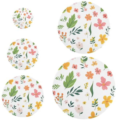 Flowers Orchid Zinnia Hosta White 5 Pcs covers for bowls stretch in 5 Size Food Storage Bowl Covers for Fruits Food Leftover Dough Bread Proofing