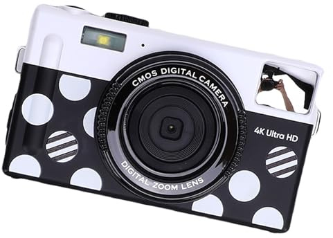LICAEVEY Camera Digitale 4K per Fotografia, Fotocamera HD AutoFocus 64MP con 10 Filtri, Fotocamera da Viaggio con Schermo Flash da 3 Pollici Frontale, modalità di Fotografia a Tempo (nero bianco)