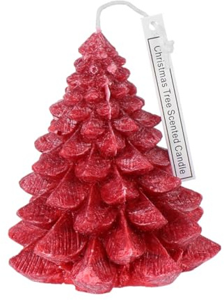 FUTUREORYY Handgefertigte Wachskerze Weihnachtsbaumform Rote Aromatherapie Kerze Weihnachtsdeko Elegant Für Festliche Stimmung Und Wohnraumgestaltung