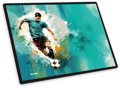 itenga Schreibtischunterlage 40x53 cm | Motiv Fußball | robust, abwaschbar & rutschfest | kratzfeste Kunststoffoberfläche | Schreibunterlage für Kinder, Jugendliche & Erwachsene