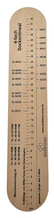 Sockenlineal aus Holz 4-fach und 6-fach Sockenlehre einfach richtige Größe stricken
