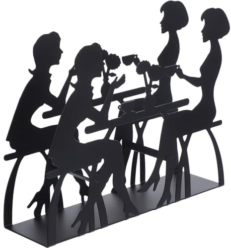 Toyvian Iron Coffee Filter Rack Sturdy Decorative Filter Paper Holder for Bar and Home Table Black Storage Stand with Smooth Finish and Creative Silhouette Design