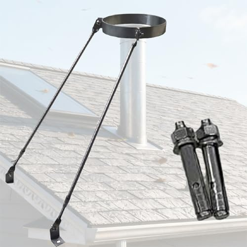 IBOWZ Support de cheminée avec Pied de 1,2 m, Fixation Anti-Balancement pour Tuyau de poêle, Protection Contre Le Vent et la Neige, sécurité renforcée