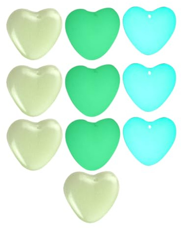 CORHAD Leuchtende Herzförmige Steinanhänger und Kleiner Loch in Pfirsichfarbe 10 Stück mit Glatter Oberfläche für Selbstgemacht Schmuckherstellung und Halsketten Zubehör Zufällige Farbe