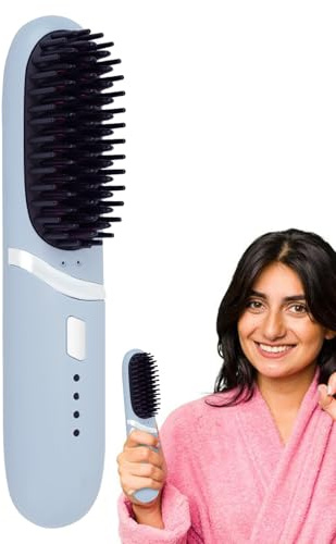 Plancha De Pelo Estilizador Peine Recargable Portátil | Barra Alisadora con 3 Ajustes de Temperatura Para Mujeres Hombres Cabello Corto Largo Rizado Ondulado Viajes Playa Casa