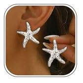 Kakonia Clip Ohrringe Damen Hypoallergen Ohrclips Damen Ohne Ohrlöcher | Gold Silber Klipp Ohrringe kinder Twisted Seestern Chunky Ohrring ohne ohrloch Fake Ohrring Set Mädchen clip on earrings