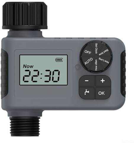 Timer di irrigazione per giardino, regolatore automatico per irrigatore con display LCD, temporizzazione da 1 min a 240 ore, compatibile con filettature del tubo NH3/4 e BSP3/4 (BSP3/4)
