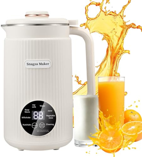 Snagza Maker, Nut Milk Maker, 8-In-1 Multifunctional Nut and Milk Maker Machine, for Making Almond Milk, Oat Milk, Smoothies, and Juices, 12-Hour Intelligent Reservation/Keep Warm, Auto Clean (White)