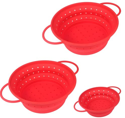 Set di 3 colini pieghevoli in silicone, include diverse dimensioni per varie attività in cucina, design salvaspazio