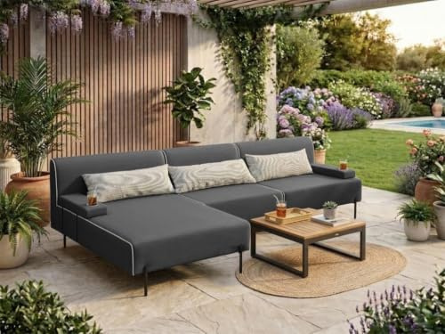 TRADA Gartensofa Borneo S Wetterfest 300x170x86 cm, Links, Dunkelgrau