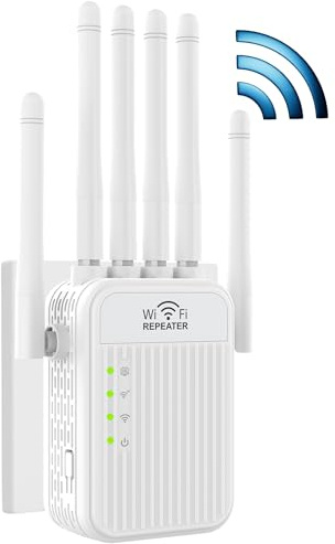 Répéteur WiFi Puissant sans Fil,Amplificateur WiFi de dernière Technologie avec 6 antennes Couvrant Une superficie de 10000 sq.ft,répéteur WiFi/routeur/AP pour la Maison et Le Bureau