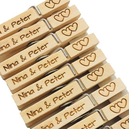 10er Set Wäscheklammern mit Gravur | Text & Motiv frei wählbar | für Hochzeit oder Volksfest | Glubbal mit Gravur | Glupperl graviert (Volksfest, 10er Set (alle gleich))