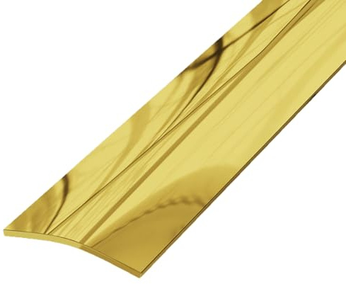 EVISO Profilo Coprisoglia in Ottone Pregiato Tipo I, Listello Decorativo Autoadesivo per Pavimenti, Transizione Piastrelle, Parquet e Laminato, Copertura Fessure e Protezione Bordi, Finitura Lucida