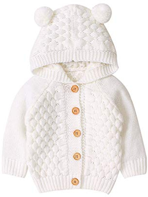 Walabe Vetement Bebe Garcon/Fille Naissance | Manteau Portage Bebe en Tricot Pull à Capuche Veste Bebe Fille Hiver Blouson