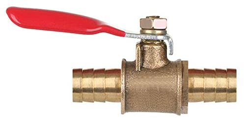 Dapetz ® Hose Barb Inline Water/Air Gas Fuel Line Shut-Off Brass Ball Valve 10mm Used for Used for Air Gas Water Fuel, 180 Degree Operation Handle, Metal Valve, Pack of 1