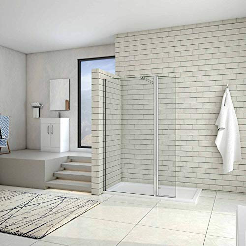 AICA paroi de douche 70x200cm+40x200cm paroi de douche à l'italienne avec un retour de 40cm et une barre de fixation extensible