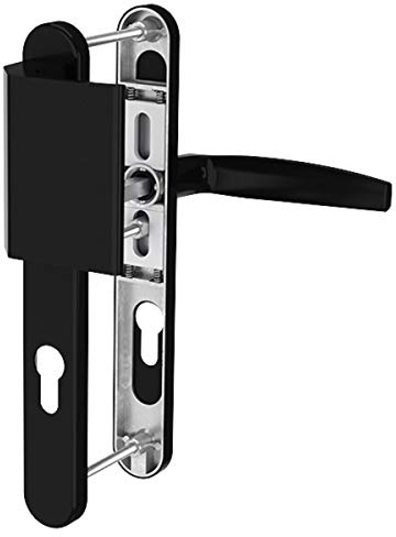MS Beschläge Langschildgarnitur 72mm Schmalrahmengarnitur Schwarz RAL9005 Wechselgarnitur Aluminium Türdrücker (Stossgriff/Drücker, Türstärke 39-54mm)