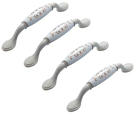 BOZONLI 4 Stück Möbelgriffe Schrankgriffe Keramik Aluminiumlegierung Griffe Küche Schrank Schublade Türgriffe ziehen Griff (128mm)