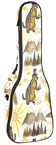 Ukulele väska marmoter i hattar ukulele fodral för Sopran Tenor konsert 23 tum 10 mm tjock mjuk vadderad justerbara remmar spelväska