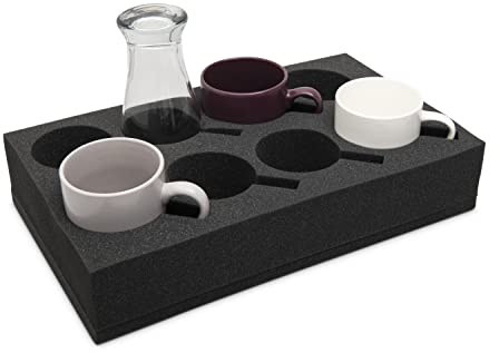 HAWETICO 8-Slot Foam Cup Holder, Motorhome Mug & Glass Storage | Anti-rattle Cup Holder Design - Space Saving - Perfect for Travel - Campervan, Caravan Cupboard Organiser