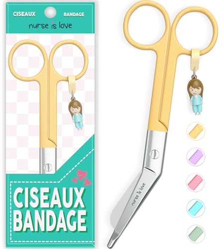 Nurse is Love Forbici Curve Lister per Bende - Forbici di Pronto Soccorso a Punta Arrotondata | Kit Pronto Soccorso | Acciaio Inossidabile | Design Esclusivo - Yellow