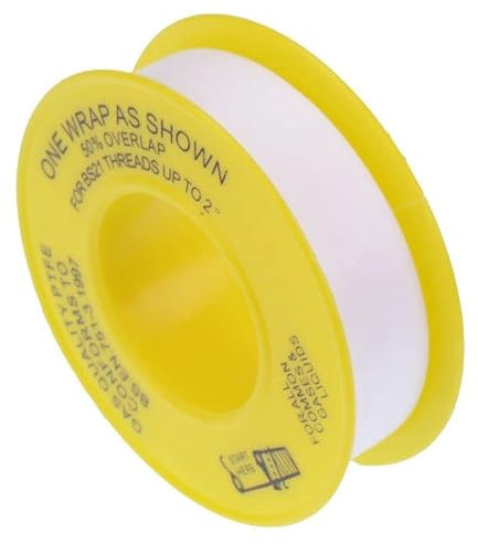 PTFE Tape 12mm x 5m x 0.2mm Yellow Gas Pipe Plumbing BS21 Teflon Sealant (Pack of 5)