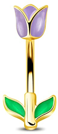 Jewseen Boucles d'oreilles en forme de tulipe en acier inoxydable 316L pour femme - Anneaux de sourcil 16 g incurvés pour cartilage, tragus, conque, Acier inoxydable