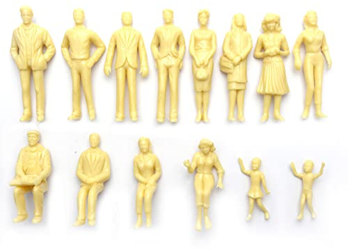 FUBESK 60 Stück Modellfiguren 1:87 unlackiert H0 Figuren stehend H0 Zubehör Kunststoff für Miniaturszenen