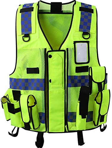 vepoty Gilet da Lavoro Riflettente Gilet di Sicurezza ad Alta visibilità con Tasche Gilet di Protezione per la Sicurezza degli edifici Abbigliamento da Lavoro Protettivo per l'edilizia