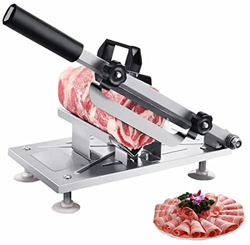 Cortadora manual de carne congelada Carne de acero inoxidable Carne de res Cordero Rollo Carne Queso Cortadora de alimentos Máquina cortadora de láminas de vegetales, Cortadora de delicatess