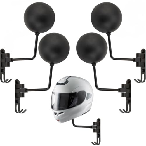 Tamstone Motorcycle Helmet Holder - 4 Pack - Boot Protector Included - Wall Mounted Helmet Display Rack - Wall Mount Helmet Stand - Motorbike Gear Hanger with 180 Degree Rotation