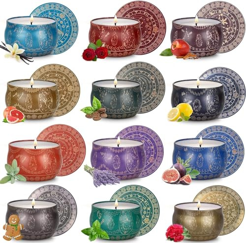 YMing Duftkerze Geschenk für Frauen 12er Set Aromatherapie Kerzen Sojawachs Stark duftende Kerzen Geschenke für Mutter Freunde Geburtstag Weihnachten