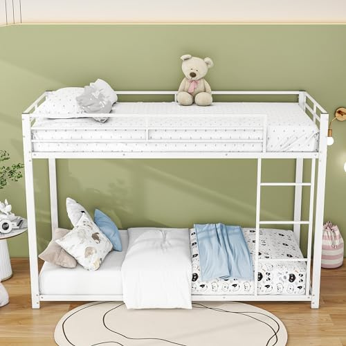 Moimhear Eisenbett, 90x200cm Kinderbetten, Etagenbetten, Eisenbetten, Eisenetagenbetten in klassischer Form (Weiß, 90x200cm)